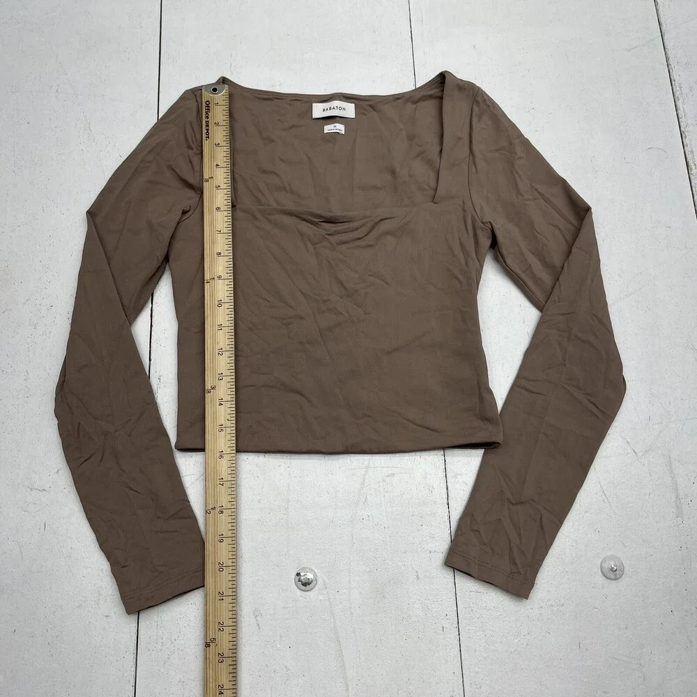 Babaton Deep Taupe Square Neck Long Sleeve Women’s Size Medium